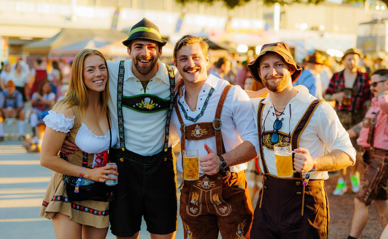 Australians and New Zealanders embrace Bavarian culture with Lederhosen from Mr Lederhosen.