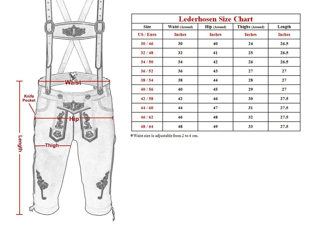 how to measure for Lederhosen (waist, hips, inseam)