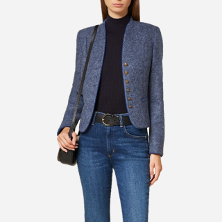 Elegant Navy Wool Bavarian Jacket for Women with Gold Button Accents - Mr Lederhosen