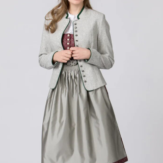 Elisabeth Light Gray and Green Wool Jacket for Women - Mr Lederhosen