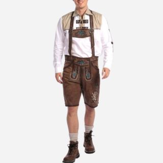 Traditional Deep Brown Knee Length Barvarian Lederhosen - Lederhosen
