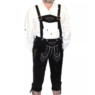 Black Leather Bundhosen Pants for German Oktoberfest - Mr Lederhosen