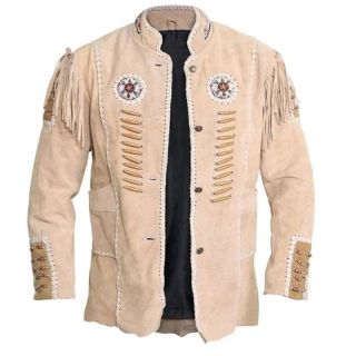 Mens Western Leather Jackets Cowboy Cowhide Fringe Coat - Mr Lederhosen