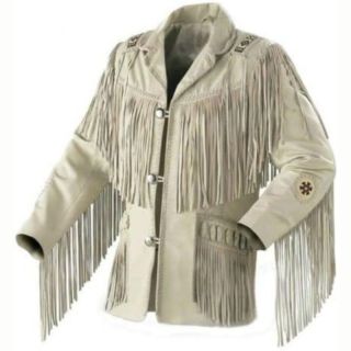 Cowboy Jacket Mens Suede Leather with Bones Beads and Fringes - Mr Lederhosen