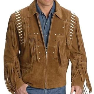 Men's Cowboy Jacket Traditional Cowhide Fringe Suede Leather - Mr Lederhosen