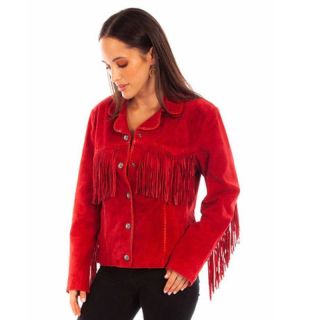 Women Western Jackets in Red with Suede Fringe - Mr Lederhosen
