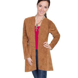 Women's Western Jackets Fringe in Cinnamon Boar Suede Maxi Coat - Mr Lederhosen