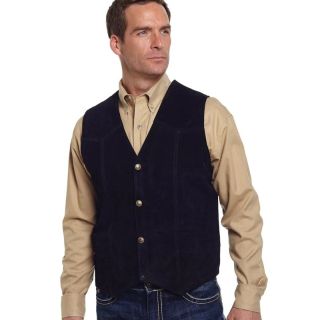 Cowboy Vests for Men Cripple Creek Black Boar Suede Leather Western Snap Front - Mr Lederhosen