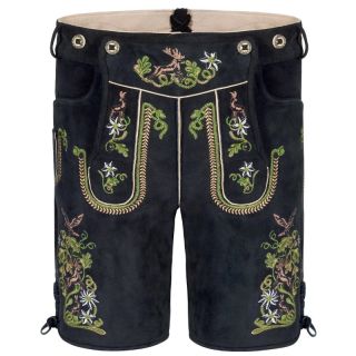 Mens Lederhosen Arlberg Goatskin Short Black - Mr Lederhosen