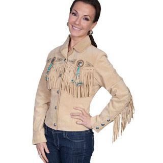 Women's Western Jacket with Fringe and Beaded Chamois Suede - Mr Lederhosen