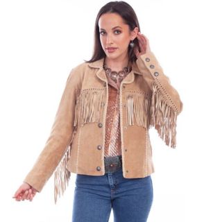 Suede Jacket for Women with Fringe in Old Rust - Mr Lederhosen
