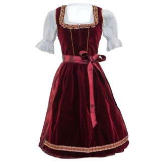 Sportalm Dirndl Vintage Maroon Velvet Midi Dress - Mr Lederhosen