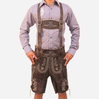 Elegant Short Plattler Lederhosen Charcoal Black - Mr Lederhosen