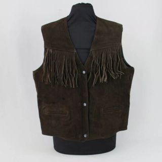 Men's Western Leather Vest Suede with Fringes - Mr Lederhosen