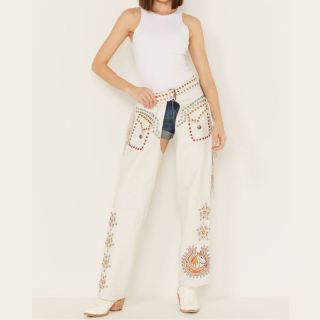 Leather Chaps for Women Studded Fringe Hay Babies Style - Mr Lederhosen