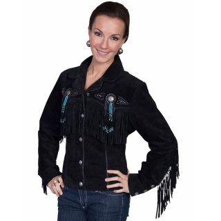Western Jacket Women's Fawn Fringe and Beaded Style L152 - Mr Lederhosen