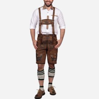 Traditional Trachten Short Lederhosen in Dark Wild Brown - Mr Lederhosen