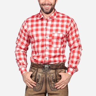 Bavarian Checkered Shirt Dark Red - Mr Lederhosen