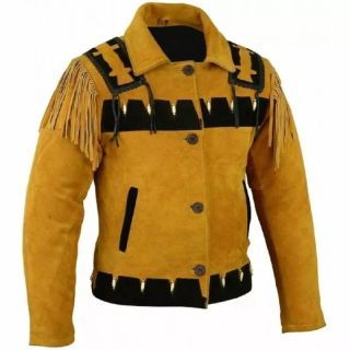 Western Leather Jackets for Men Cowhide Suede with Fringes - Mr Lederhosen