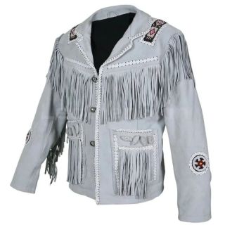 Men's Western Jackets Native Indian Cowhide Suede Jacket - Mr Lederhosen