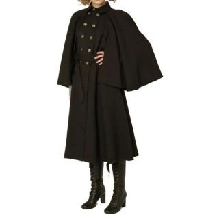 Black Women's Inverness Cape Coat with Belt - Mr Lederhosen