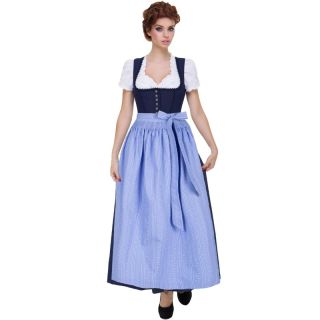 Blue Apron Long Dirndl Hannah in Dark Blue - Mr Lederhosen