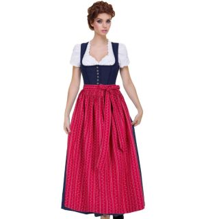 Red Aprons with Long Dirndl Hannah in Dark Blue - Mr Lederhosen