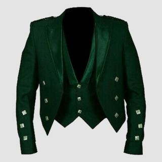 Prince Charlie Jacket Green with Lion Rampant Waistcoat - Mr Lederhosen