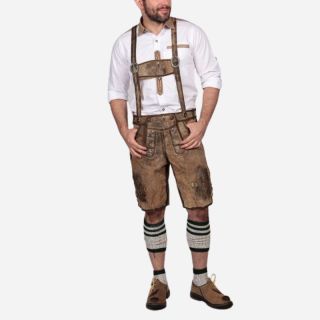 Heritage Short Lederhosen Crafted from Shaded Brown Suede