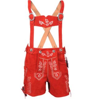 Bavarian Women Lederhosen Authentic Leather Short Red Oktoberfest Costume - Mr Lederhosen