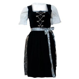 Dirndl Oktoberfest Regal Black Velvet Tyrolean Midi Dress - Mr Lederhosen