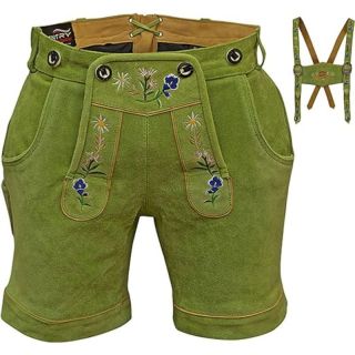 Womens Suede Lederhosen Green Oktoberfest - Mr Lederhosen