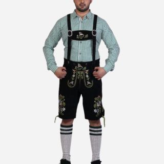 Traditional Embroidered Short Lederhosen Night Black - Lederhosen