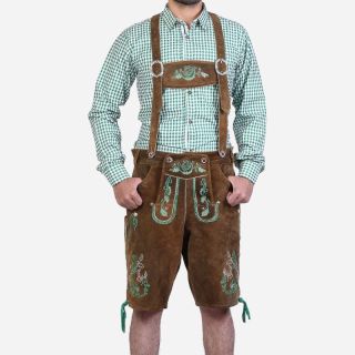 Pristine Pine Embroidery on Short Lederhosen Brown - Mr Lederhosen