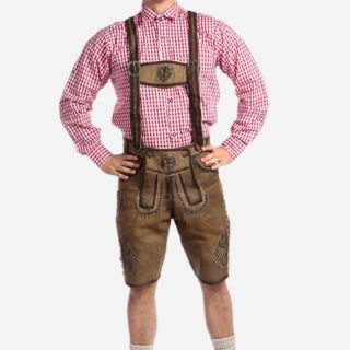 Oktoberfest Short Men’s Lederhosen Deep Greenish Brown - Mr Lederhosen