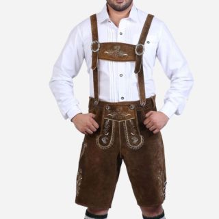 Men's  Short Plattler Lederhosen Staggering Brown - Mr Lederhosen