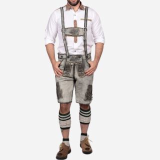 Shaded Grey Trachten Short Leather Shorts for Men - Mr Lederhosen