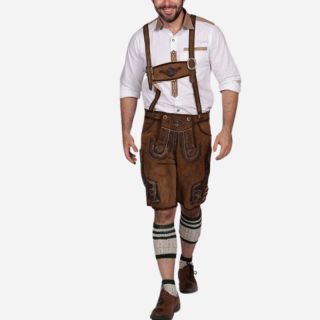 German Lederhosen with Delicate Deer Embroidery - Lederhosen
