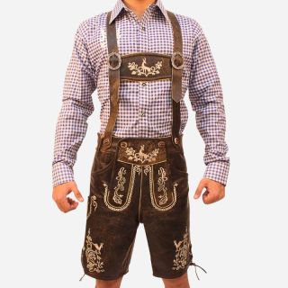 Traditional Bavarian Short Lederhosen in Wild Brown - Mr Lederhosen