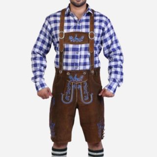 Bavarian Herren Lederhosen Shorts Brown Howl -Mr Lederhosen