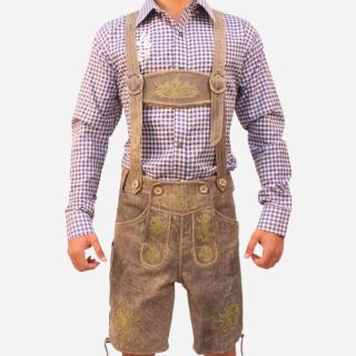 Traditional Bavarian Lederhosen in Earthy Rusty Tobacco - Lederhosen